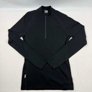 Icebreaker Merino Bodyfit Basics 200 Mens Quarter Zip Base Layer Black Large NWT